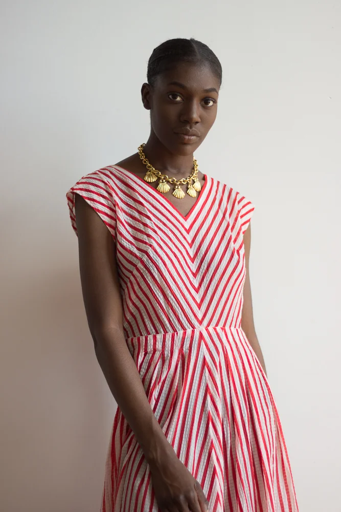 Striped seersucker dress hotsell